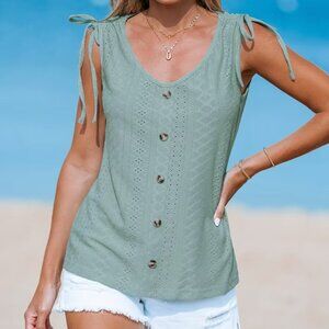 Mint eyelet tank